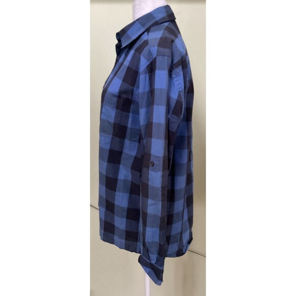 Spring + Mercer Men's Blue & Black Plaid Roll Tab Long Sleeve Casual Shirt Small - Picture 4 of 11